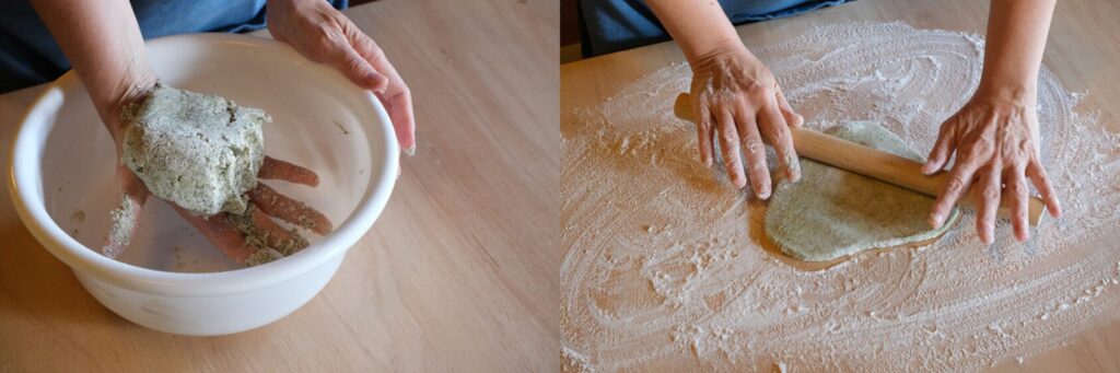 Kneading and rolling out soba noodle dough