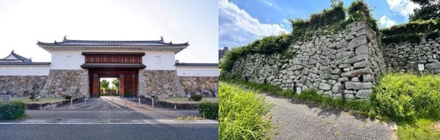 Tanabe Castle front entrance and stone castle walls